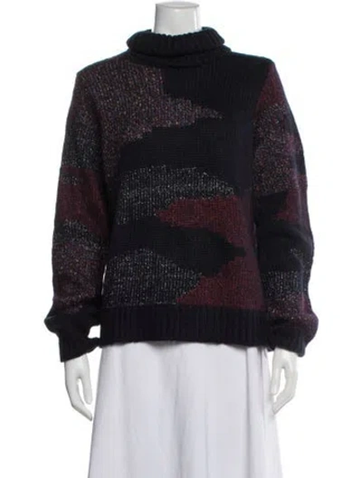 Pre-owned Veronica Beard Printed Turtleneck Sweater W/ Tags In Blue
