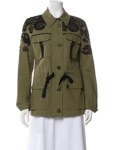 Pre-owned Veronica Beard Printed Utility Jacket In Green