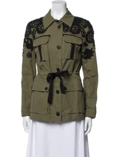 Pre-owned Veronica Beard Printed Utility Jacket In Green