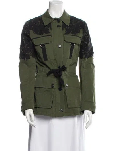 Pre-owned Veronica Beard Printed Utility Jacket In Green
