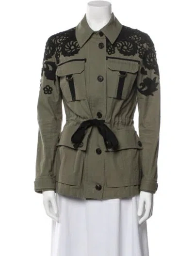 Pre-owned Veronica Beard Printed Utility Jacket In Green