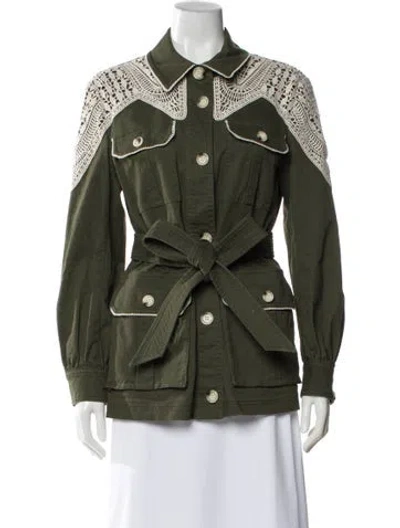Pre-owned Veronica Beard Printed Utility Jacket In Green
