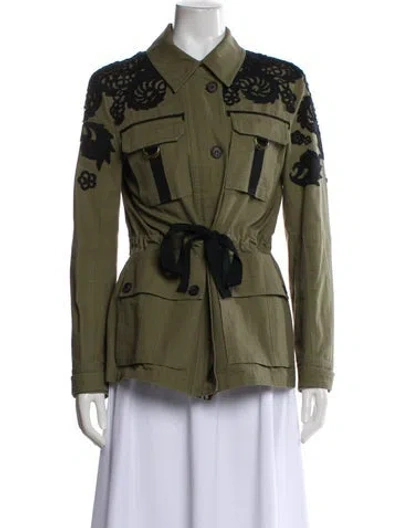 Pre-owned Veronica Beard Printed Utility Jacket In Green