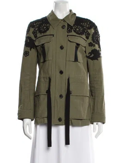 Pre-owned Veronica Beard Printed Utility Jacket In Green