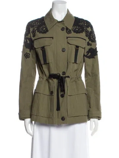 Pre-owned Veronica Beard Printed Utility Jacket In Green