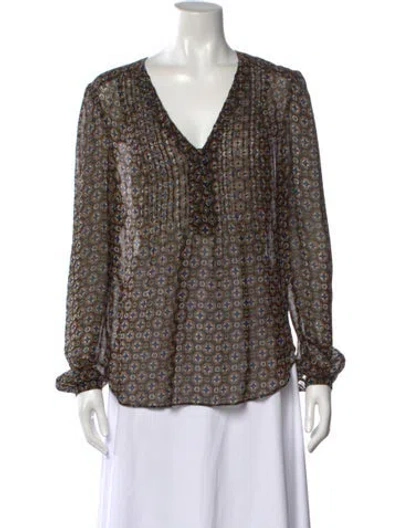 Pre-owned Veronica Beard Printed V-neck Blouse
