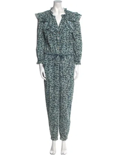 Pre-owned Veronica Beard Printed V-neck Jumpsuit In Blue