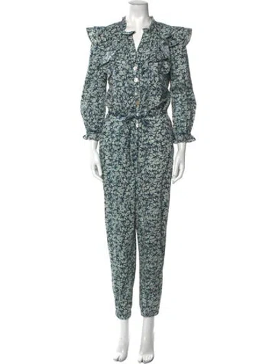 Pre-owned Veronica Beard Printed V-neck Jumpsuit In Blue