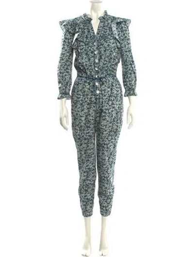 Pre-owned Veronica Beard Printed V-neck Jumpsuit In Blue
