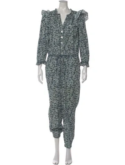 Pre-owned Veronica Beard Printed V-neck Jumpsuit In Blue