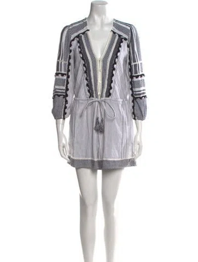 Pre-owned Veronica Beard Printed V-neck Romper In Multi