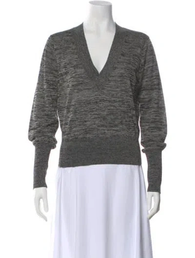 Pre-owned Veronica Beard Printed V-neck Sweater In Black