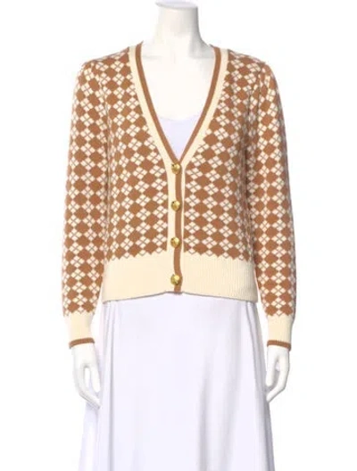 Pre-owned Veronica Beard Printed V-neck Sweater In Multi