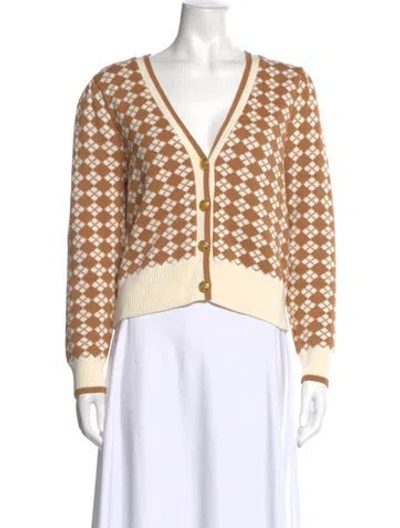 Pre-owned Veronica Beard Printed V-neck Sweater In Multi