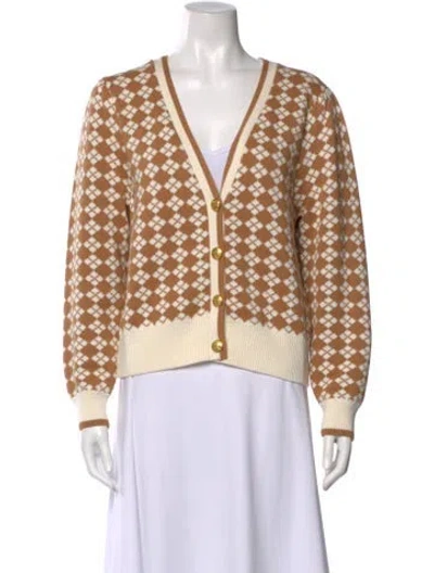 Pre-owned Veronica Beard Printed V-neck Sweater In Multi