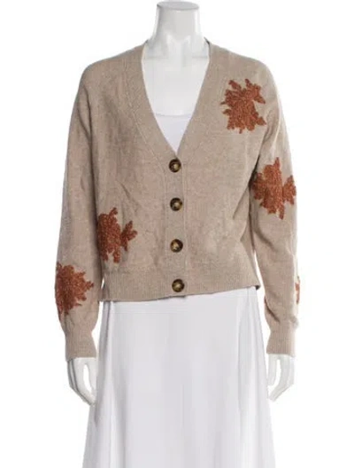 Pre-owned Veronica Beard Printed V-neck Sweater In Neutral