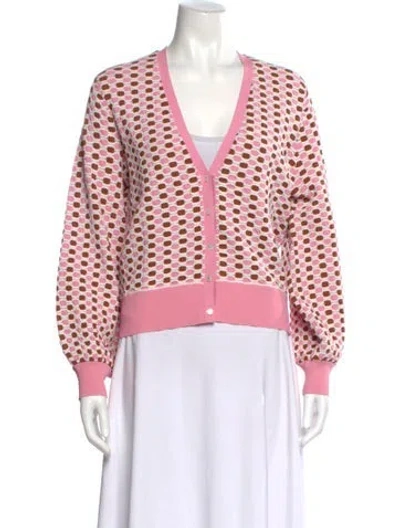 Pre-owned Veronica Beard Printed V-neck Sweater In Pink