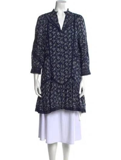 Pre-owned Veronica Beard Printed V-neck Tunic In Blue