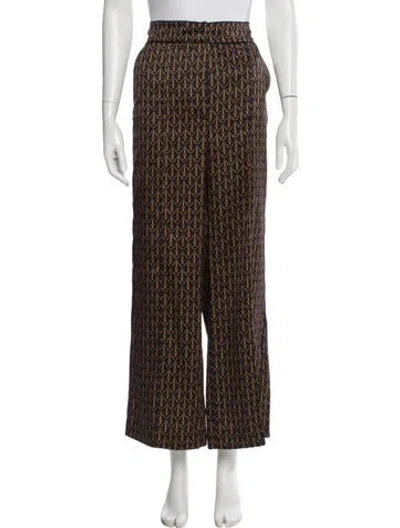 Pre-owned Veronica Beard Printed Wide Leg Pants In Black