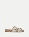 Veronica Beard Prue Croc-embossed Buckle Sandal In Nude