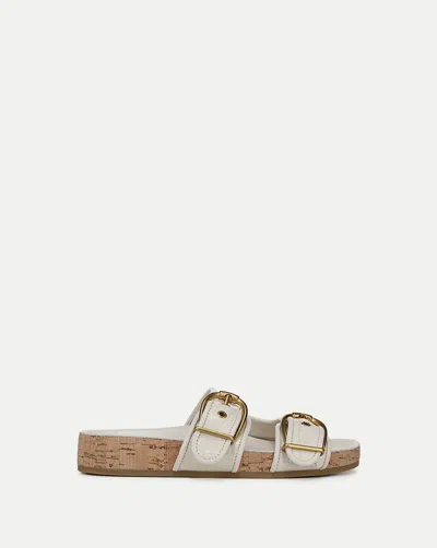 Veronica Beard Prue Croc-embossed Buckle Sandal In Nude