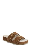Veronica Beard Prue Genuine Shearling Lined Two Strap Sandal In Multi