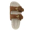 Veronica Beard Prue Genuine Shearling Lined Two Strap Sandal In Multi