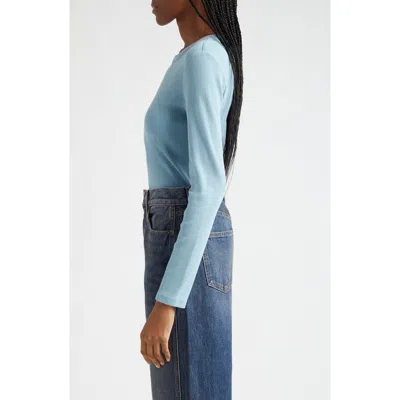 Veronica Beard Pruitt Long Sleeve Cotton T-shirt In Sea Glass