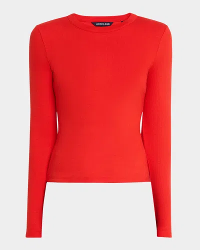 Veronica Beard Pruitt Long-sleeve Tee In Poppy
