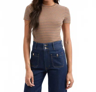 Veronica Beard Pruitt Ribbed T-shirt In Brown Multi