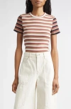 Veronica Beard Pruitt Striped Ribbed T-shirt In Brown