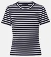 Veronica Beard Pruitt Stripe Stretch Cotton T-shirt In Black