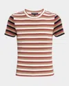Veronica Beard Pruitt Striped Ribbed T-shirt In Animal Print