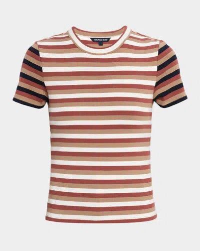 VERONICA BEARD PRUITT STRIPED RIBBED T-SHIRT