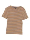 Veronica Beard Pruitt Striped Ribbed T-shirt In Brown