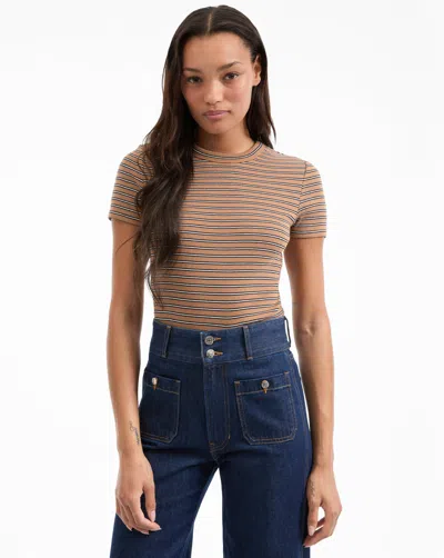 Veronica Beard Pruitt Striped Ribbed T-shirt In Multi