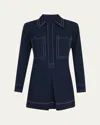 Veronica Beard Pryce Long-sleeve Mini Dress In Blue