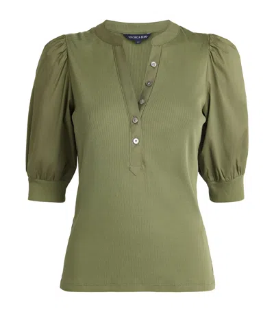 Veronica Beard Puff-sleeve Coralee Top In Beige
