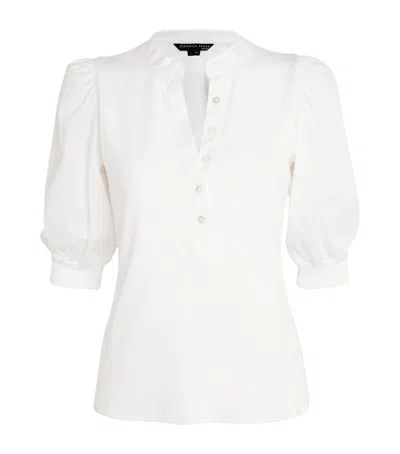 Veronica Beard Coralee Poplin And Ribbed Stretch Pima Cotton-jersey Top In White