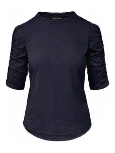 Veronica Beard Puff-sleeve T-shirt In Blue
