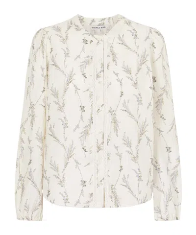 Veronica Beard Puffsleeve Blouse In White