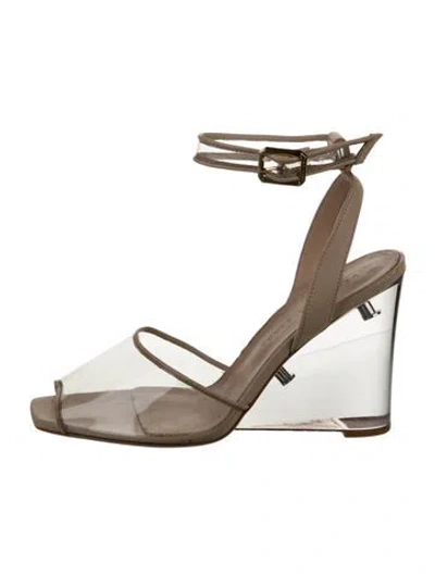 Pre-owned Veronica Beard Pvc Leather Trim Embellishment Pumps In Neutrals