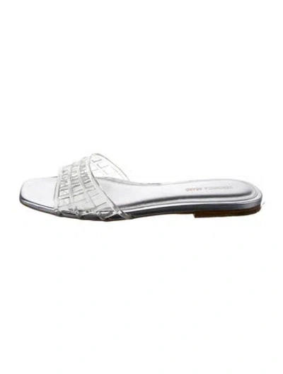 Pre-owned Veronica Beard Pvc Printed Slides In Silver