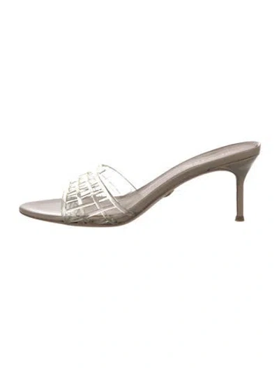 Pre-owned Veronica Beard Pvc Slides In Metallic/silver
