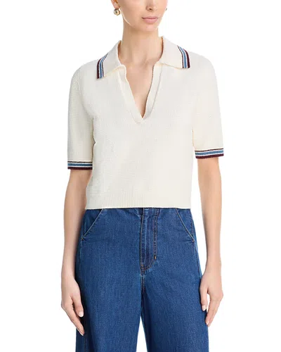 Veronica Beard Quinelle Knit Polo Top In Gray