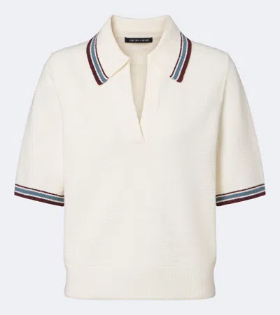 Veronica Beard Quinelle Knitted Cotton-blend Polo Shirt In White