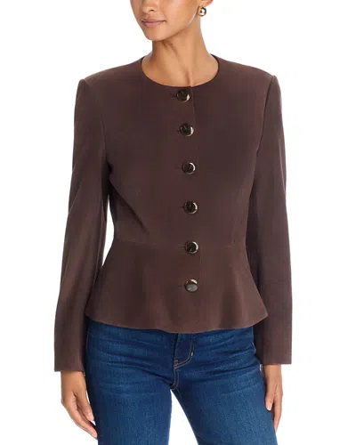 Veronica Beard Quinn Leather Peplum Jacket In Purple