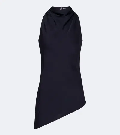 Veronica Beard Radford Asymmetric Halterneck Top In Blue