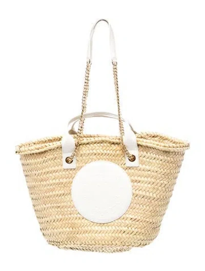 Pre-owned Veronica Beard Raffia Bucket Bag In Neutral