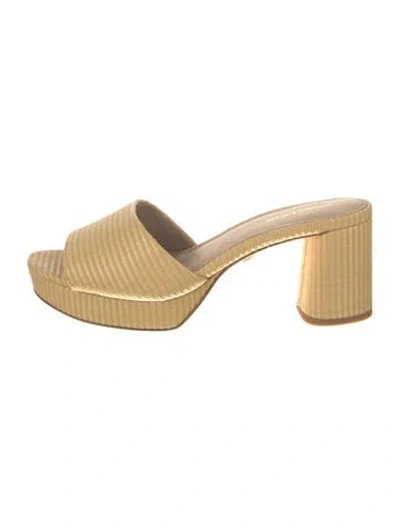 Pre-owned Veronica Beard Raffia Leather Trim Embellishment Slides In Neutral
